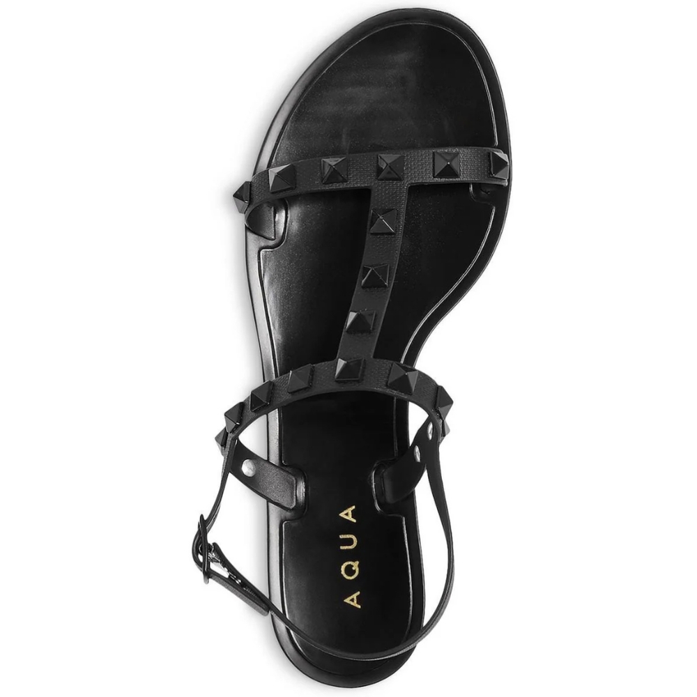 Aqua Black Sandals with Studded Straps